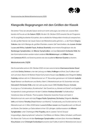 Saisonsvorschau 25|26